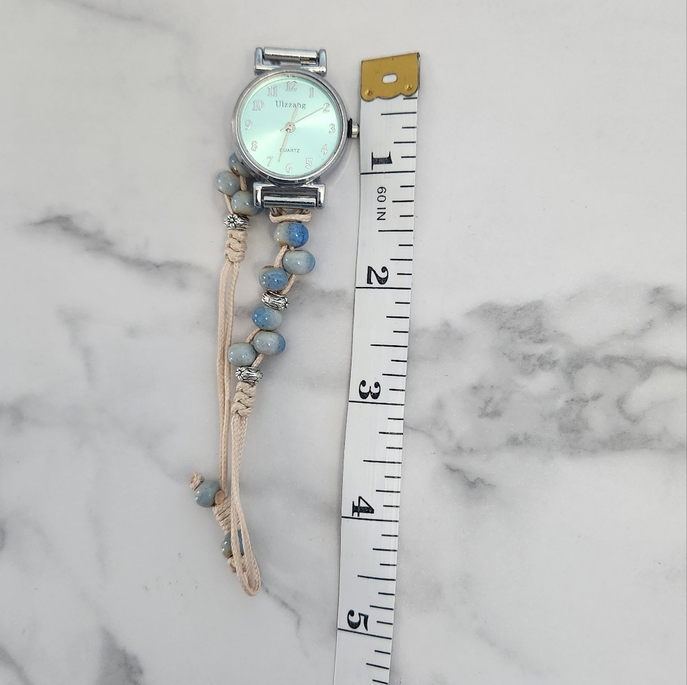 Ceramic Green Dial Beaded Bracelet Watch With Wax Rope - Picture 10 of 12